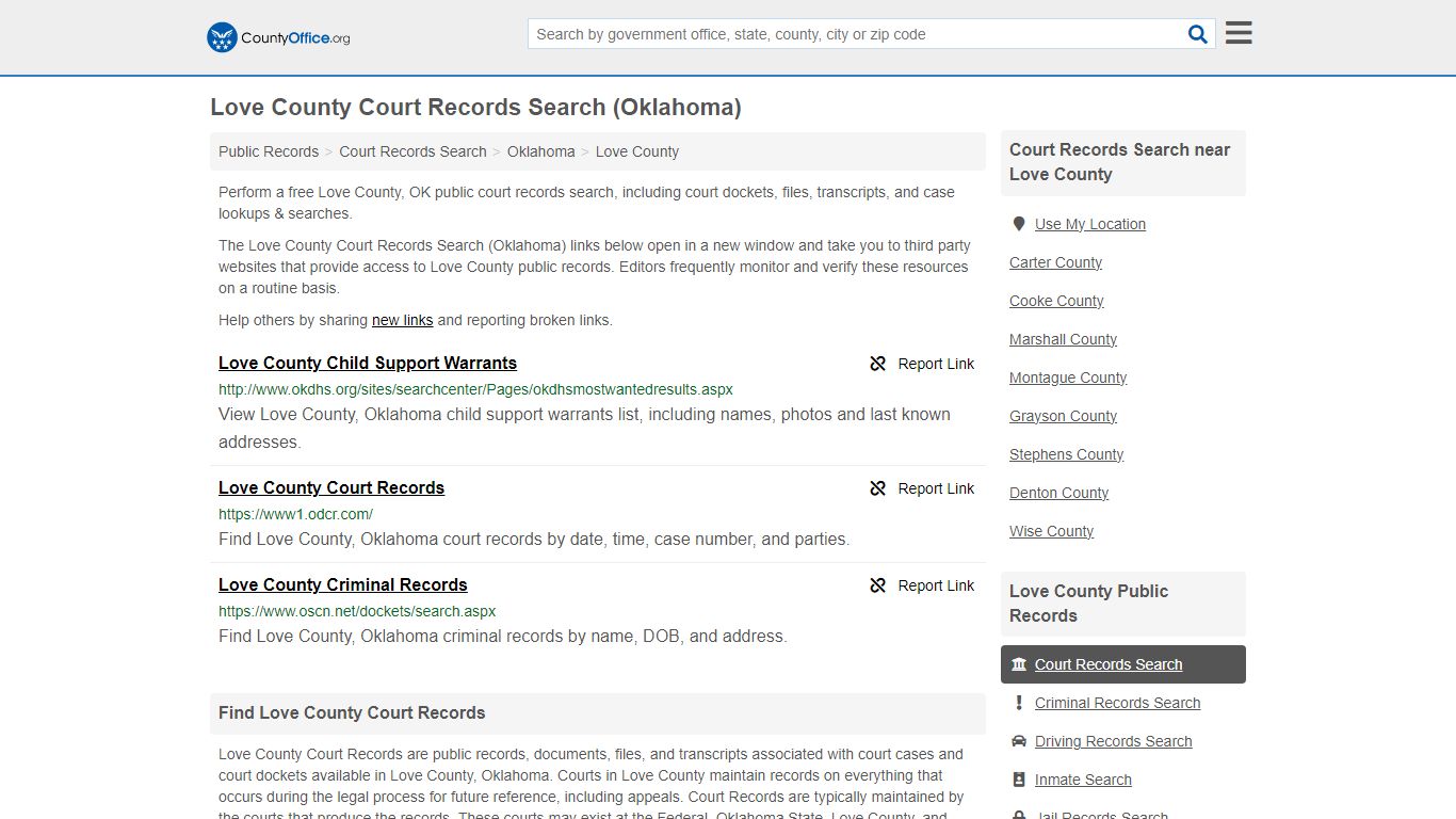 Love County Court Records Search (Oklahoma) - County Office