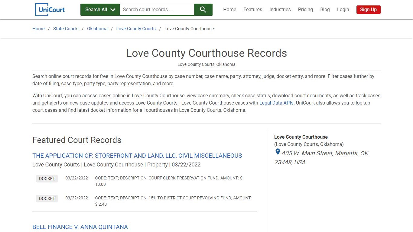 Love County Courthouse Records | Love | UniCourt